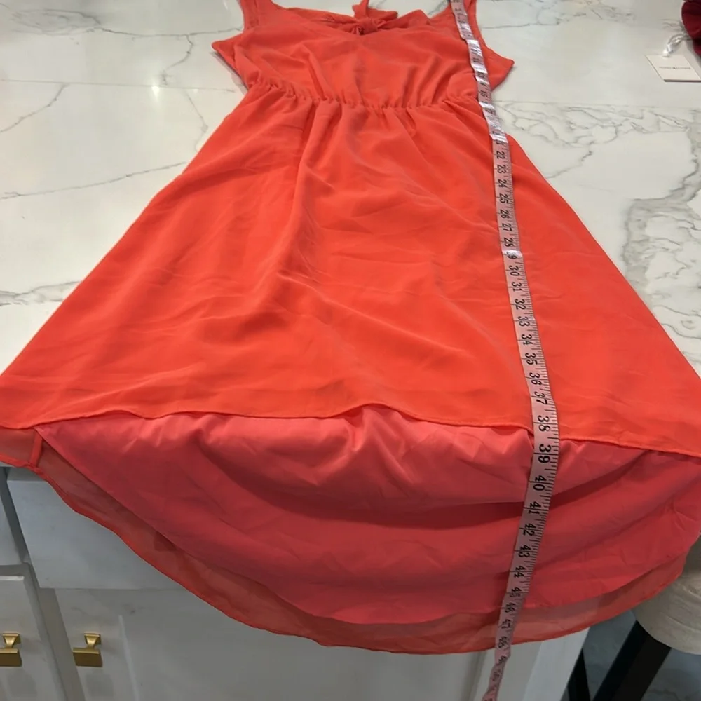 Dolce Vita‎ Orange Cut Out Back High Low Sheer Lined Dress. Size M